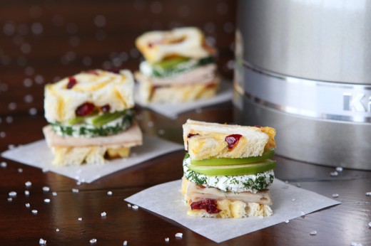 Turkey and Apple Goat Cheese Tea Sandwiches with Homemade Cranberry Orange Bread Recipe